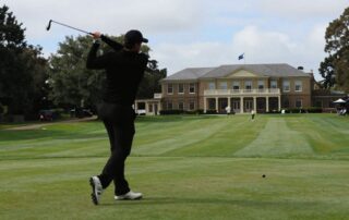 Royal Melbourne Golf Club with a golfer silhouette.