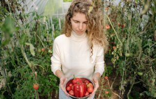 Women growing vegetables at home