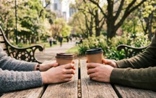 coffee catch up with friend at the park